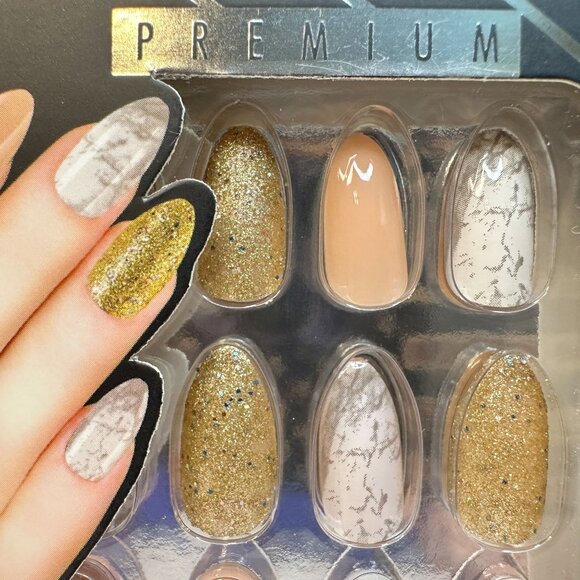 Ardell Nail Addict Premium Press-On Nails - Leopard & Gold Marble Designs - Picture 5 of 8